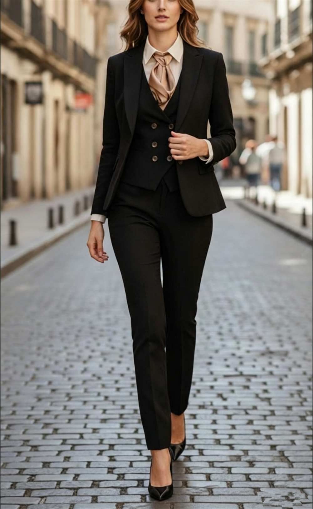 Women Formal Wear Vest - Completo da donna nero in 3