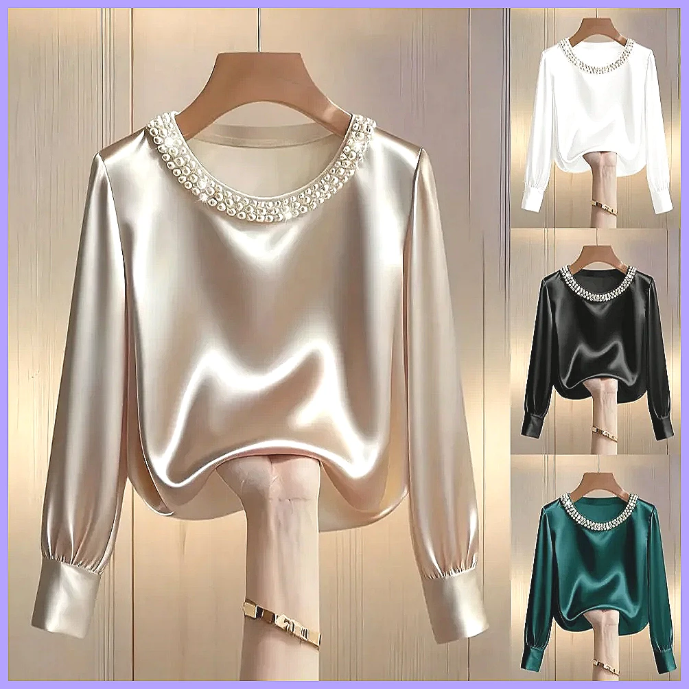 Silk Blouse Button - Elegante Camicetta in Raso con Perline