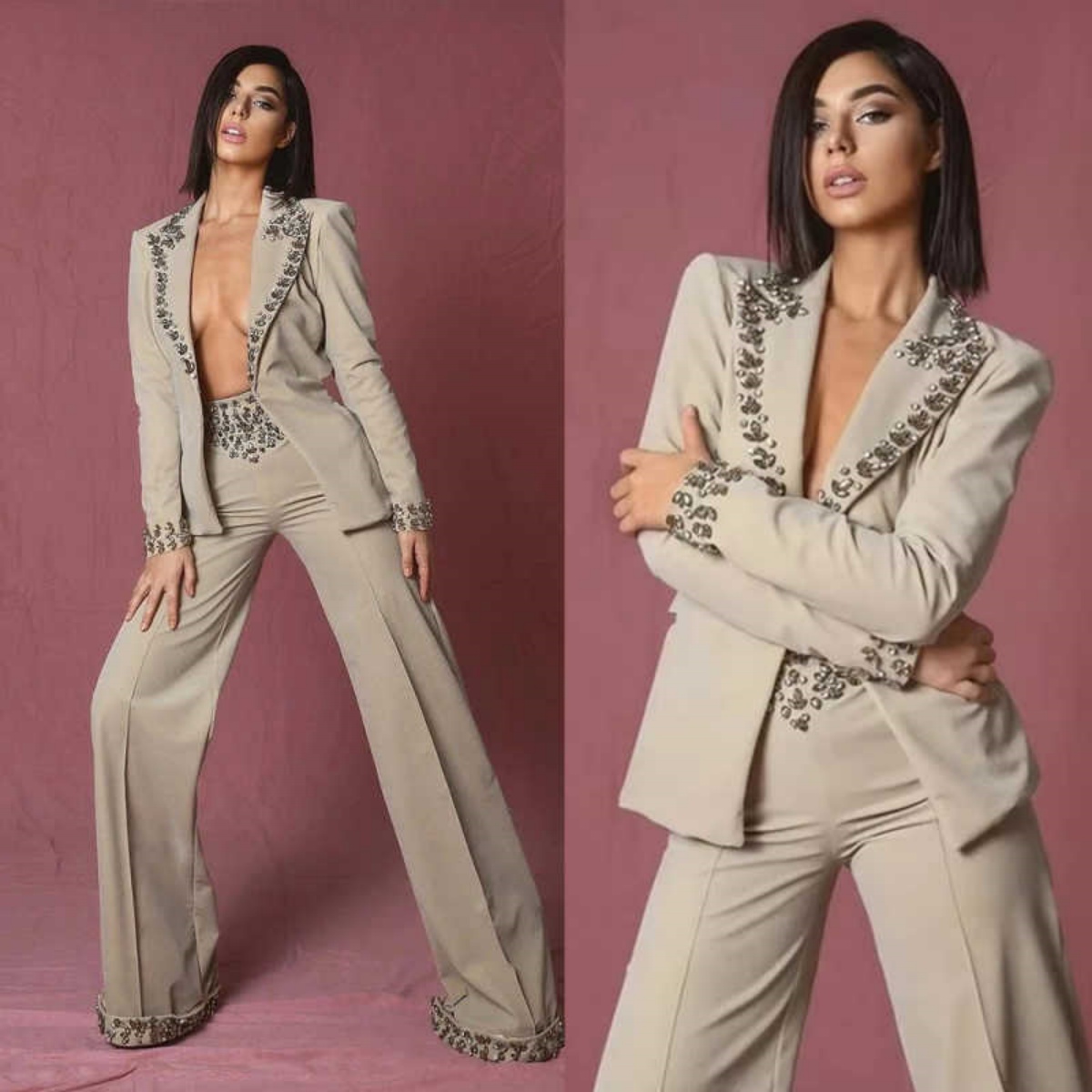 Women'S Formal Wear Jackets - Abito da donna con strass sorprendenti,