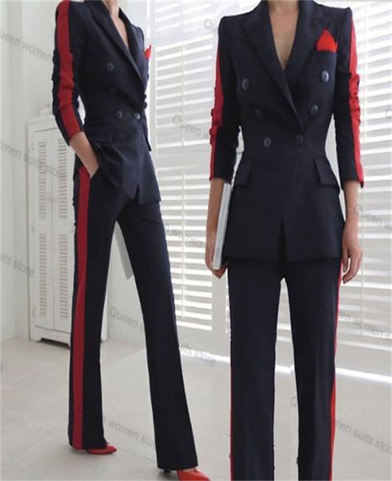 Women Formal Wear With Black Blazer - Rosso Nero Autunno Vestito Delle Donne