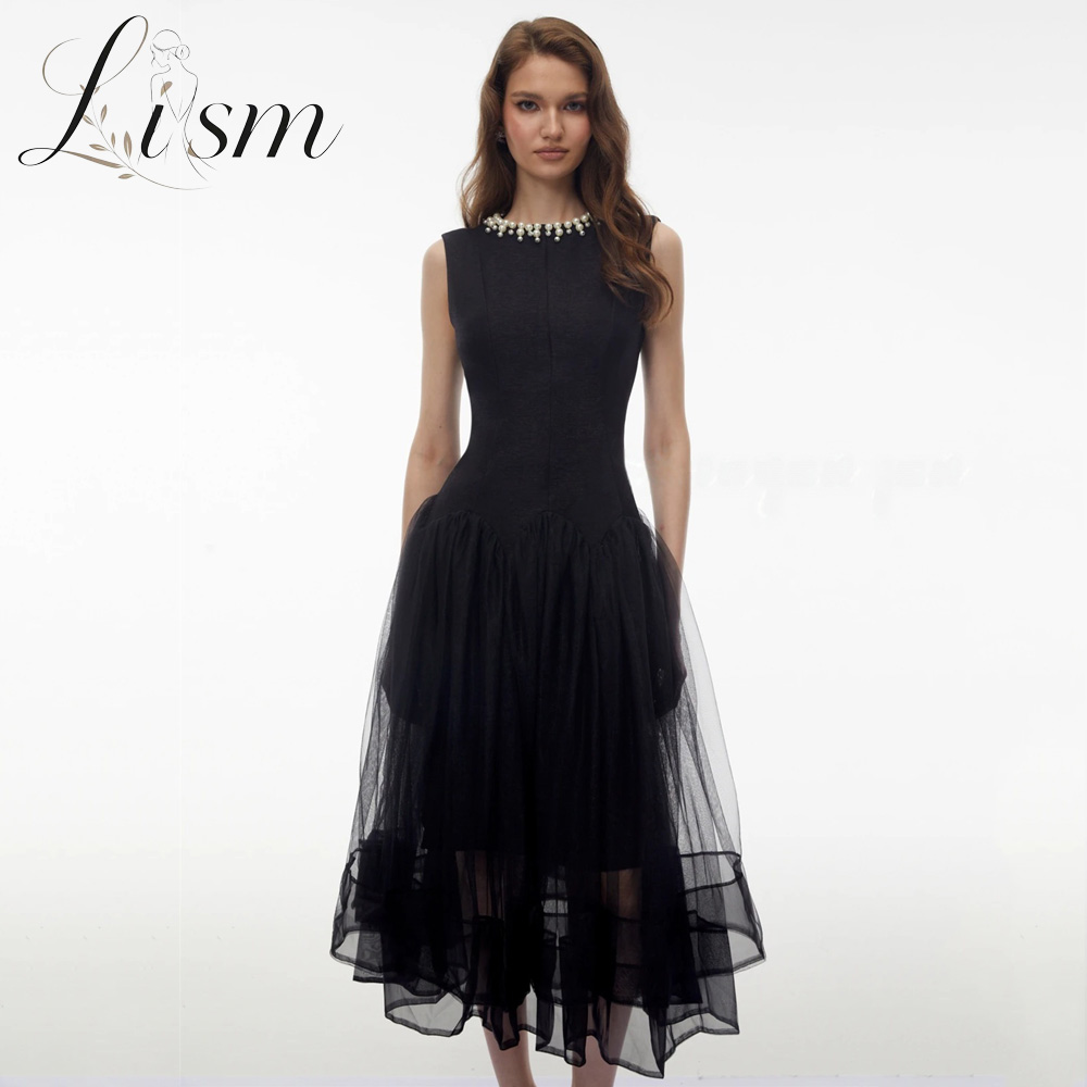 Women'S Formal Dinner Wear - Splendido Abito da Sera Nero Lism