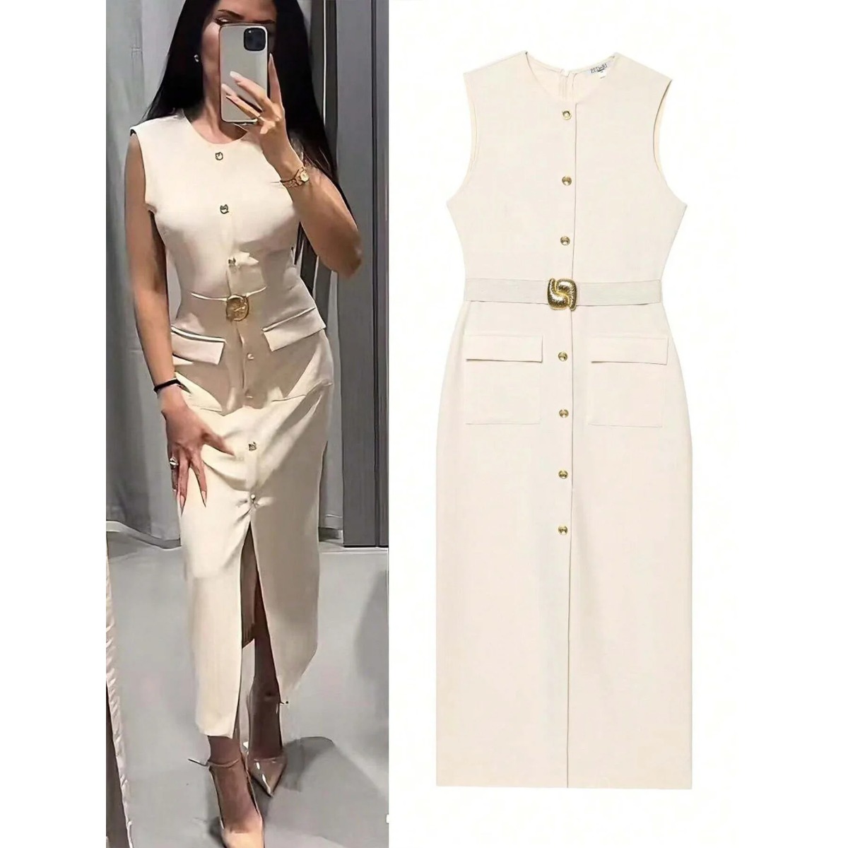 Women'S Formal Dinner Wear - Abito da donna senza maniche, girocollo,