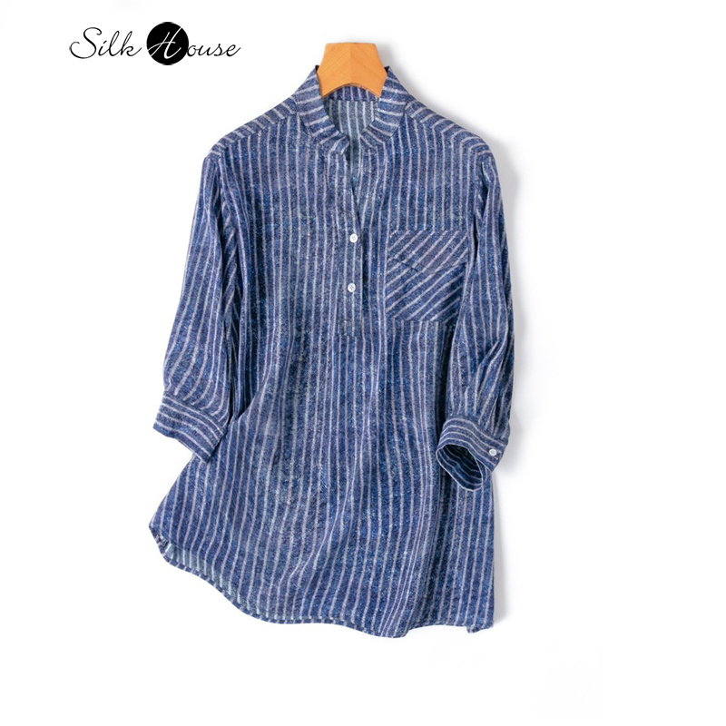 Silk Blouse Button - 2024 moda donna primavera/estate nuova trama