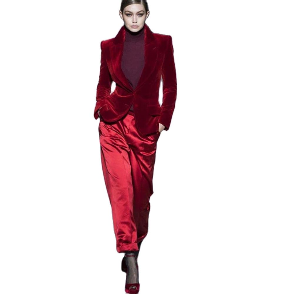 Women'S Formal Wear Tuxedo - Abiti da donna pantaloni vino rosso