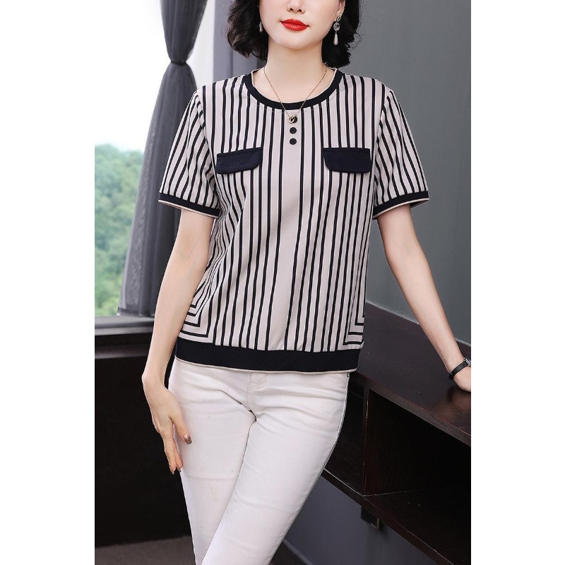 Silk Blouse Button - T-shirt da donna a righe in