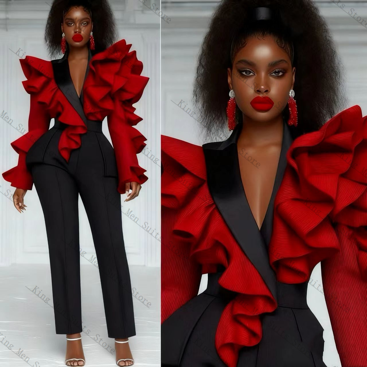 Abito da donna rosso nero Set  - Women'S Formal Wear Tuxedo recensione e prezzo