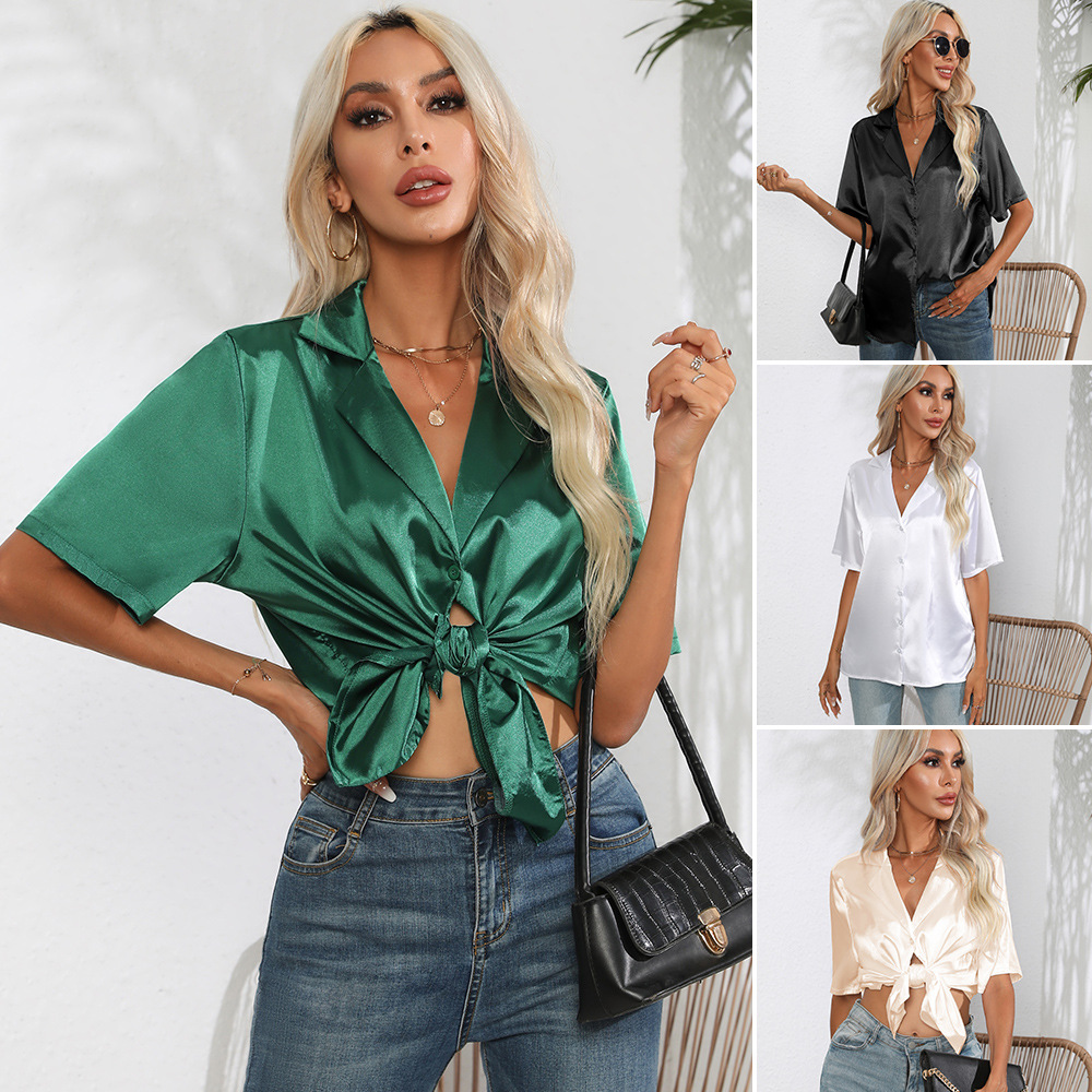 Nuova Camicia da Donna in Raso - Silk Blouse Button recensione e prezzo