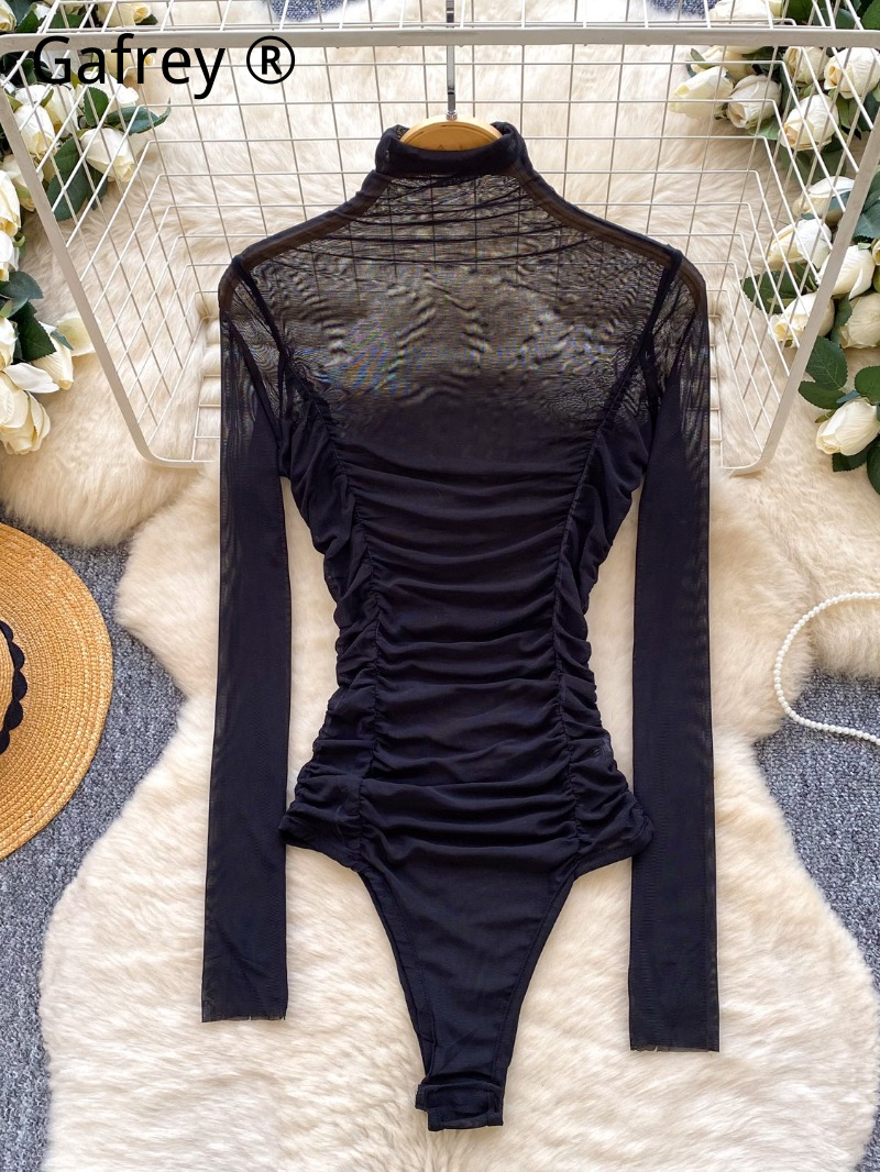 Body Sexy Grigio in Rete Arric - Turtleneck Bodysuit Office recensione e prezzo