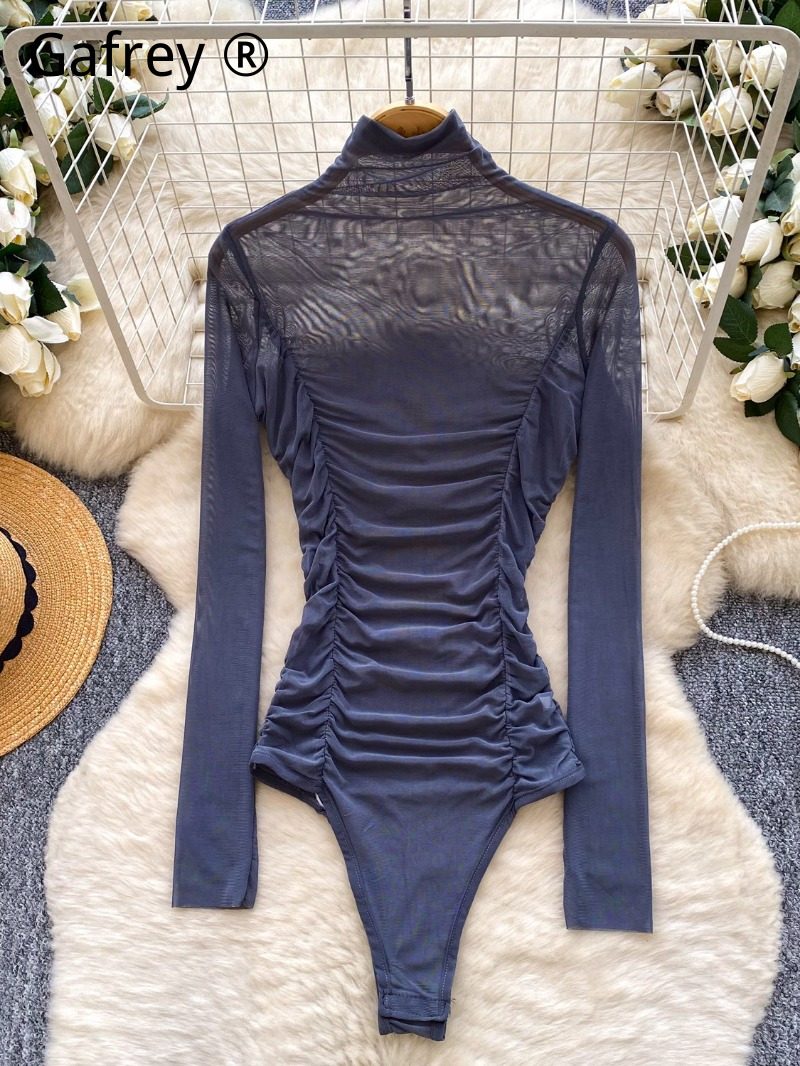 Body Sexy Grigio in Rete Arric - Turtleneck Bodysuit Office recensione e prezzo