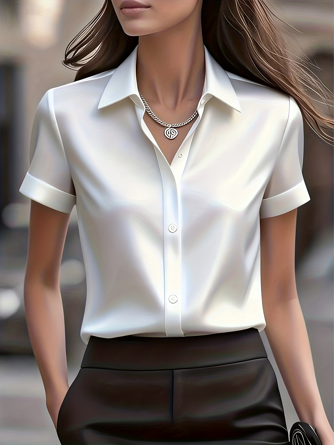 Camicia Elegante Slim Fit in M - Silk Blouse Button recensione e prezzo
