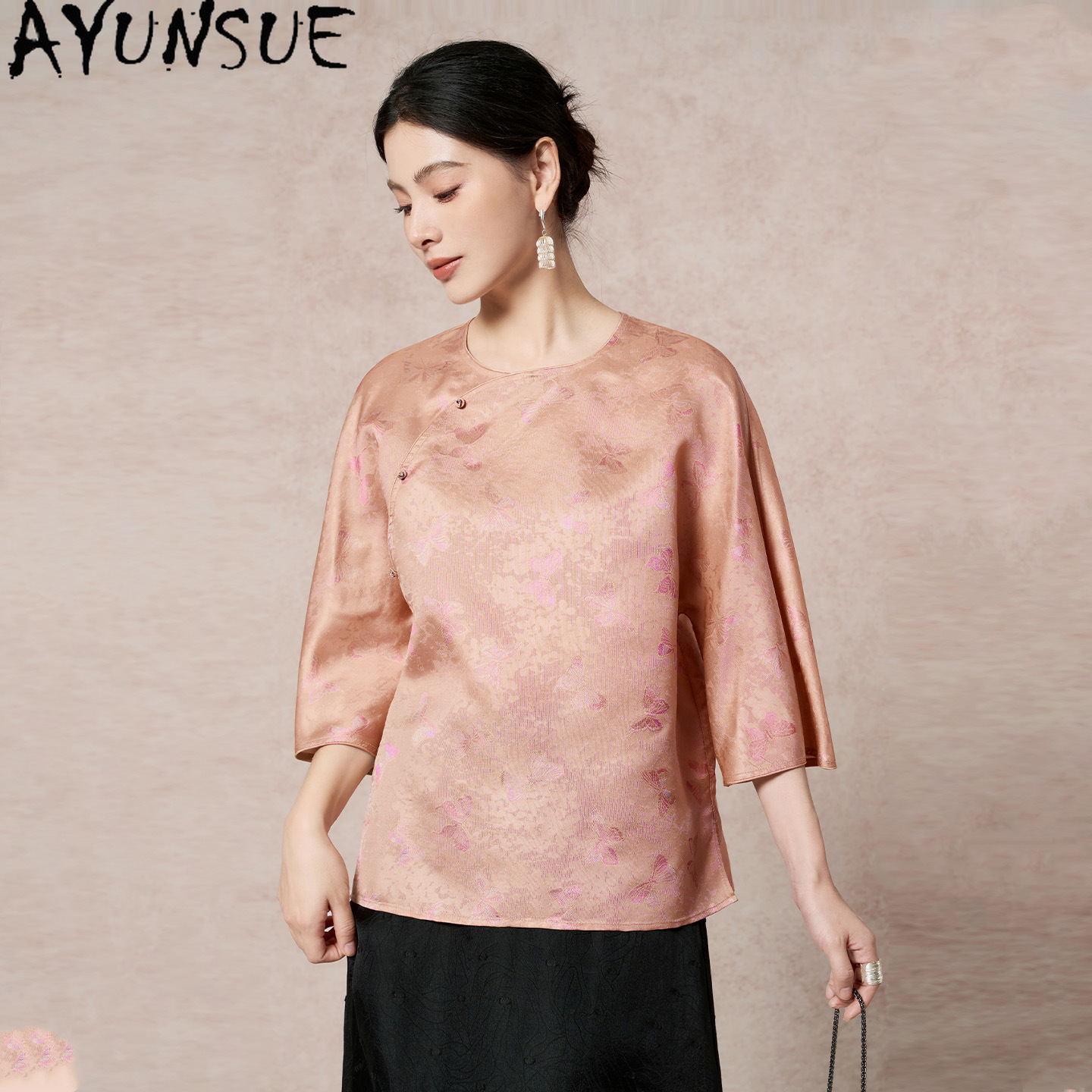 AYUNSUE Top da Donna 100% Seta - Silk Blouse Button recensione e prezzo