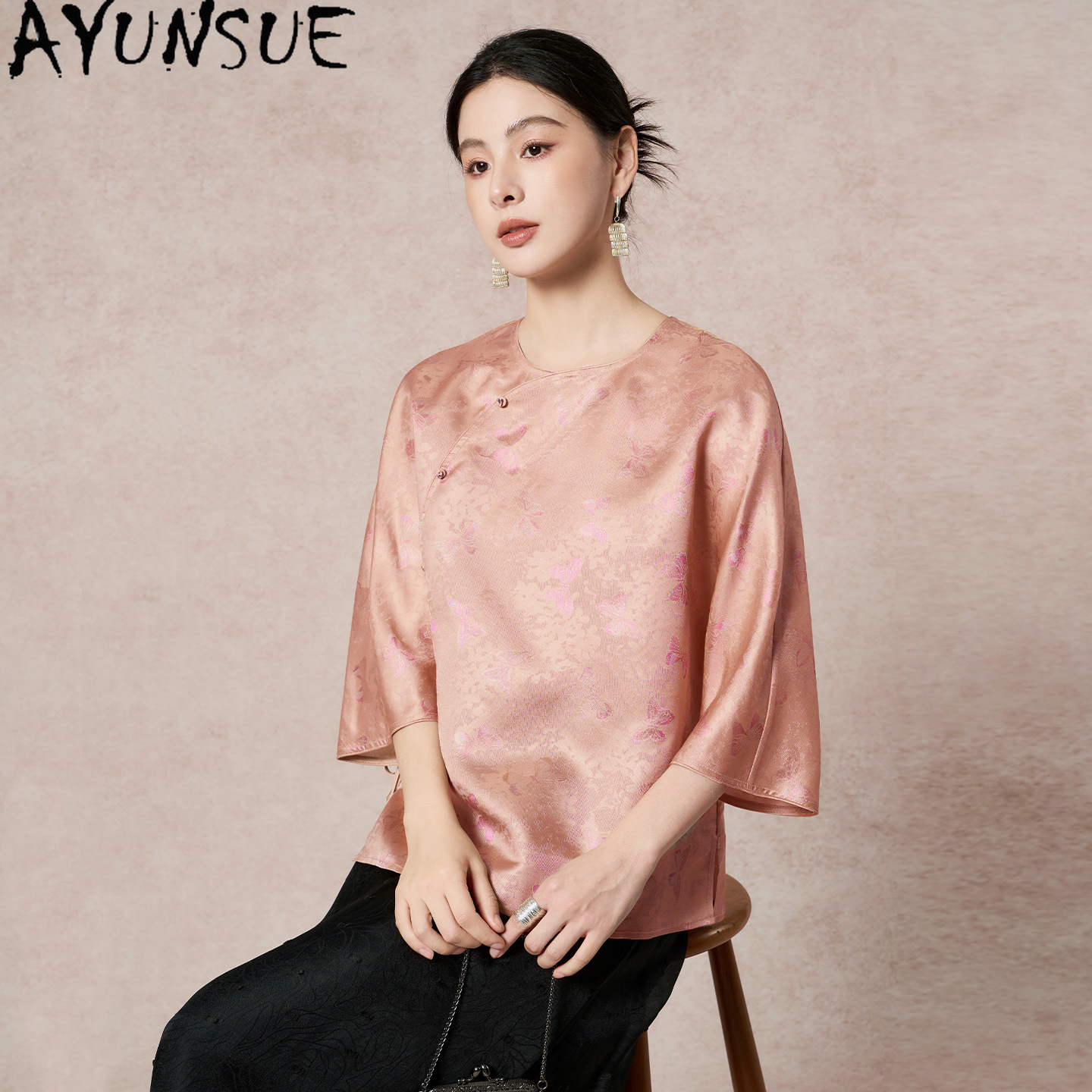 AYUNSUE Top da Donna 100% Seta - Silk Blouse Button recensione e prezzo